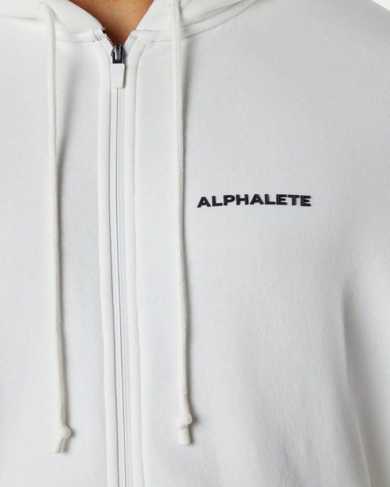 Alphalete Klassieke Full-Zip Jassen Heren Wit | 75GAQFVLK