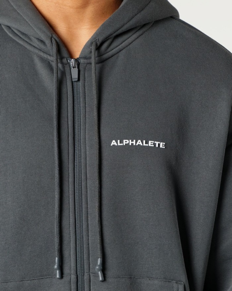 Alphalete Klassieke Full-Zip Jassen Heren Grijs | 60NIRWXSU