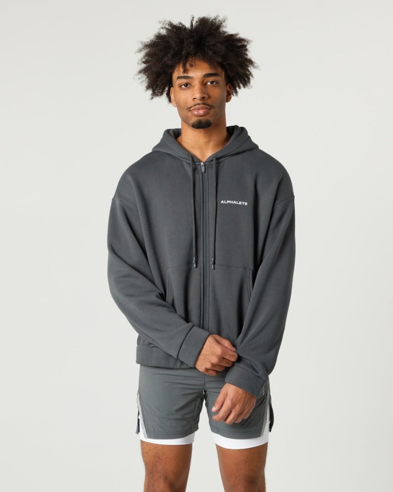 Alphalete Klassieke Full-Zip Jassen Heren Grijs | 60NIRWXSU