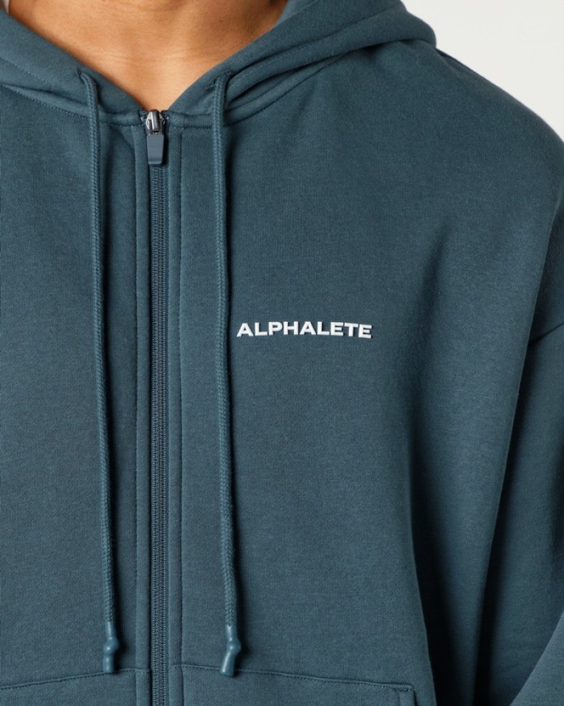 Alphalete Klassieke Full-Zip Jassen Heren Blauw | 92JCATFYU