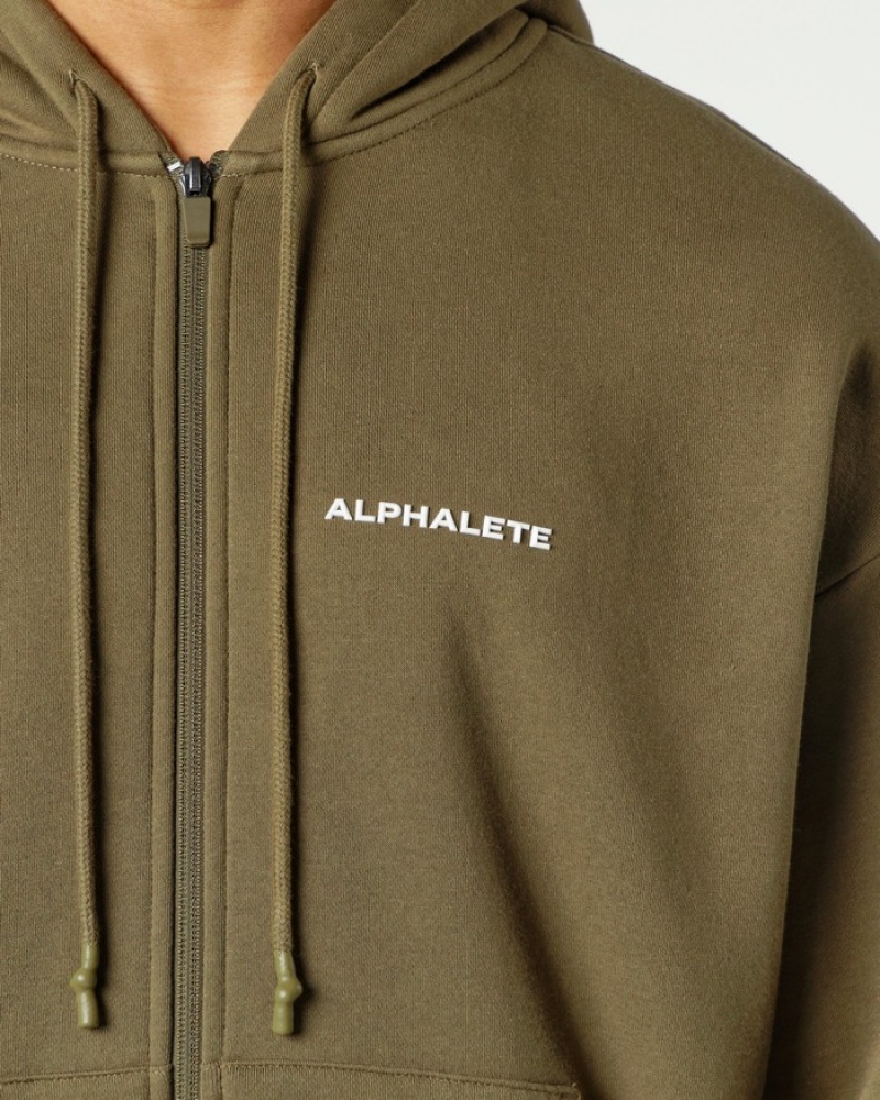 Alphalete Klassieke Full-Zip Jassen Heren Groen | 60GPIRJQT