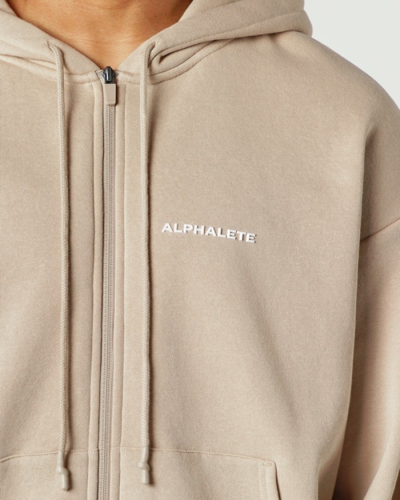 Alphalete Klassieke Full-Zip Jassen Heren Beige | 69RIZVUMB