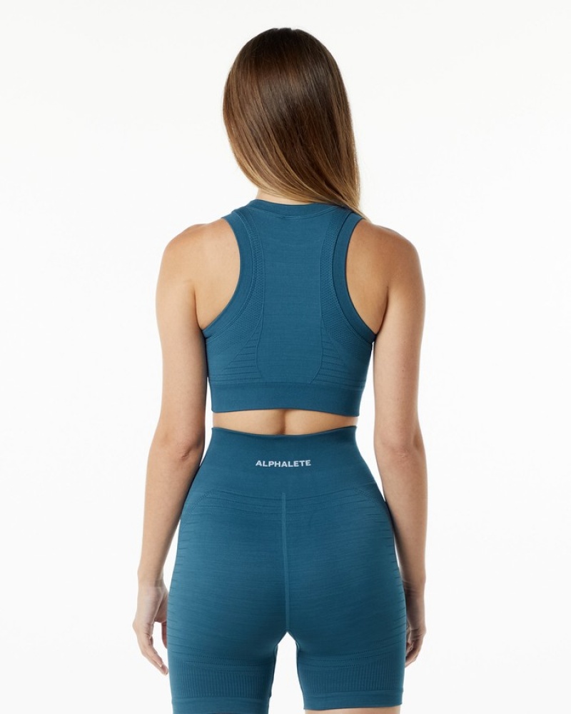 Alphalete Ozone Crop BH Dames Blauw | 48SWHTNZA