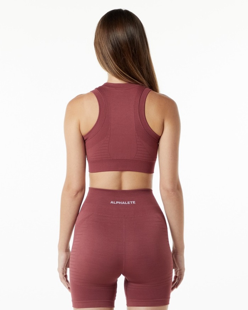 Alphalete Ozone Crop BH Dames Bordeaux | 80MICLUEJ