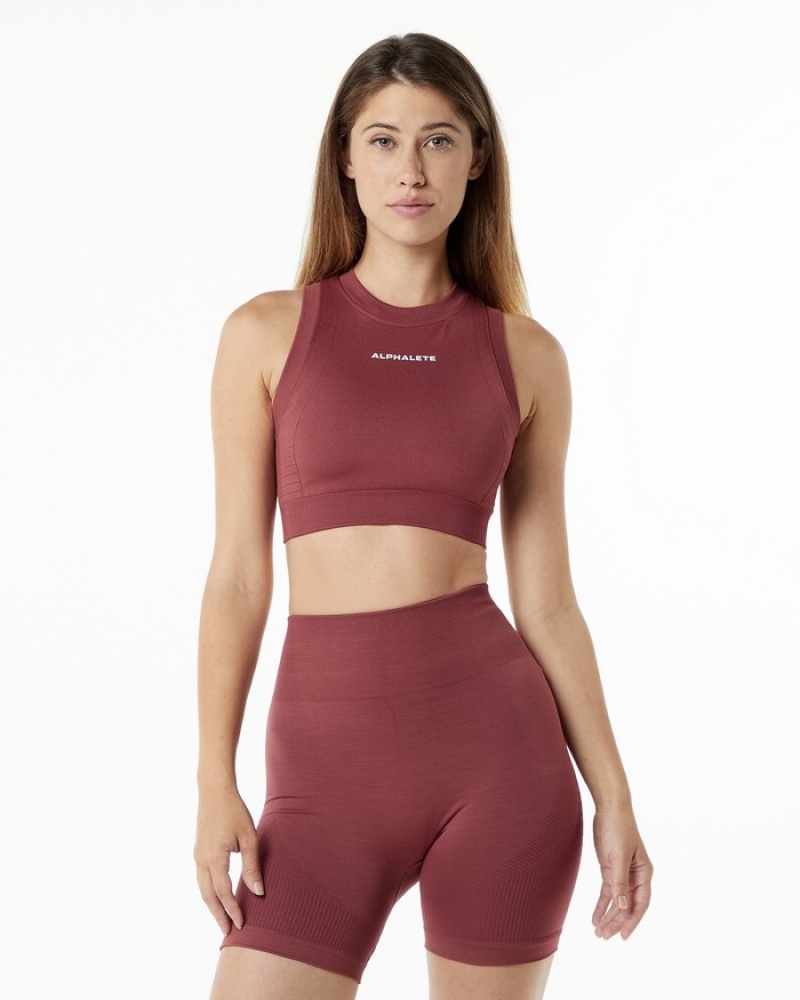 Alphalete Ozone Crop BH Dames Bordeaux | 80MICLUEJ