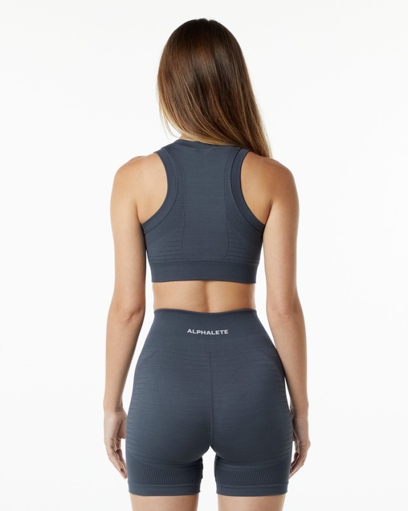 Alphalete Ozone Crop BH Dames Donkergrijs | 42JDBNIMQ