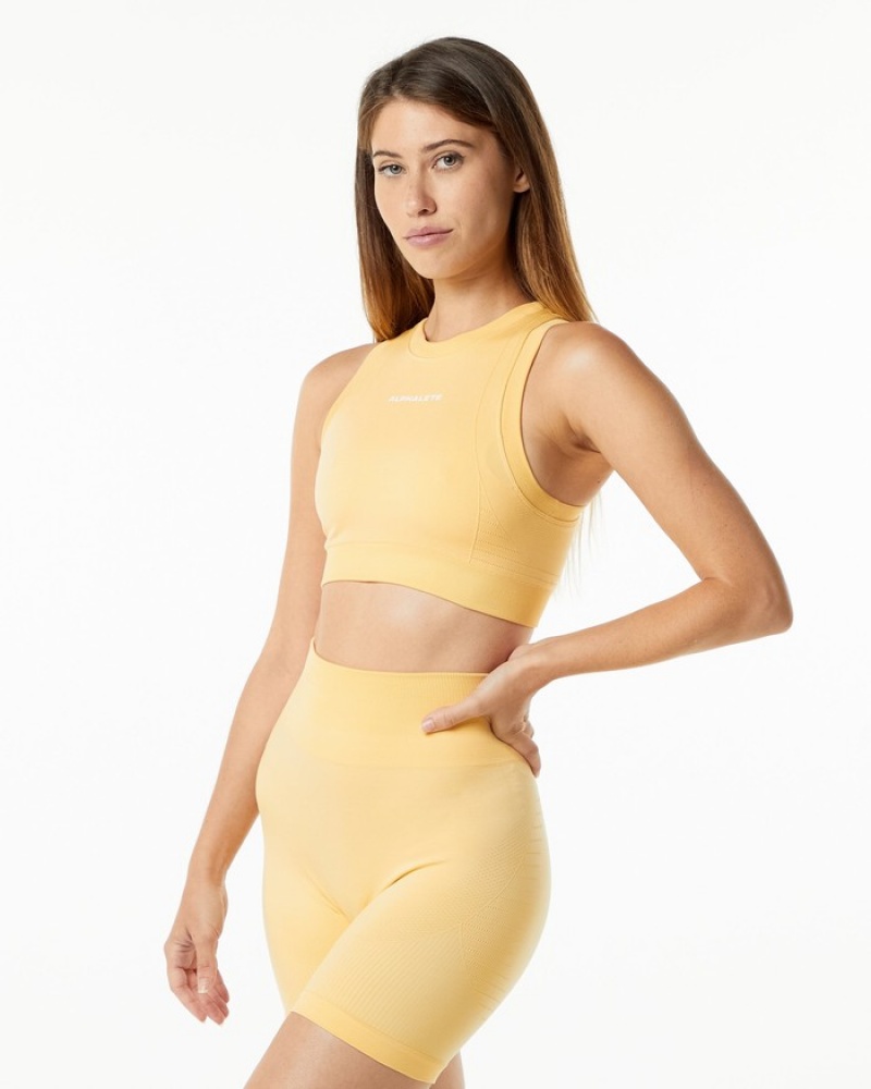 Alphalete Ozone Crop BH Dames Geel | 73OYXJRLZ