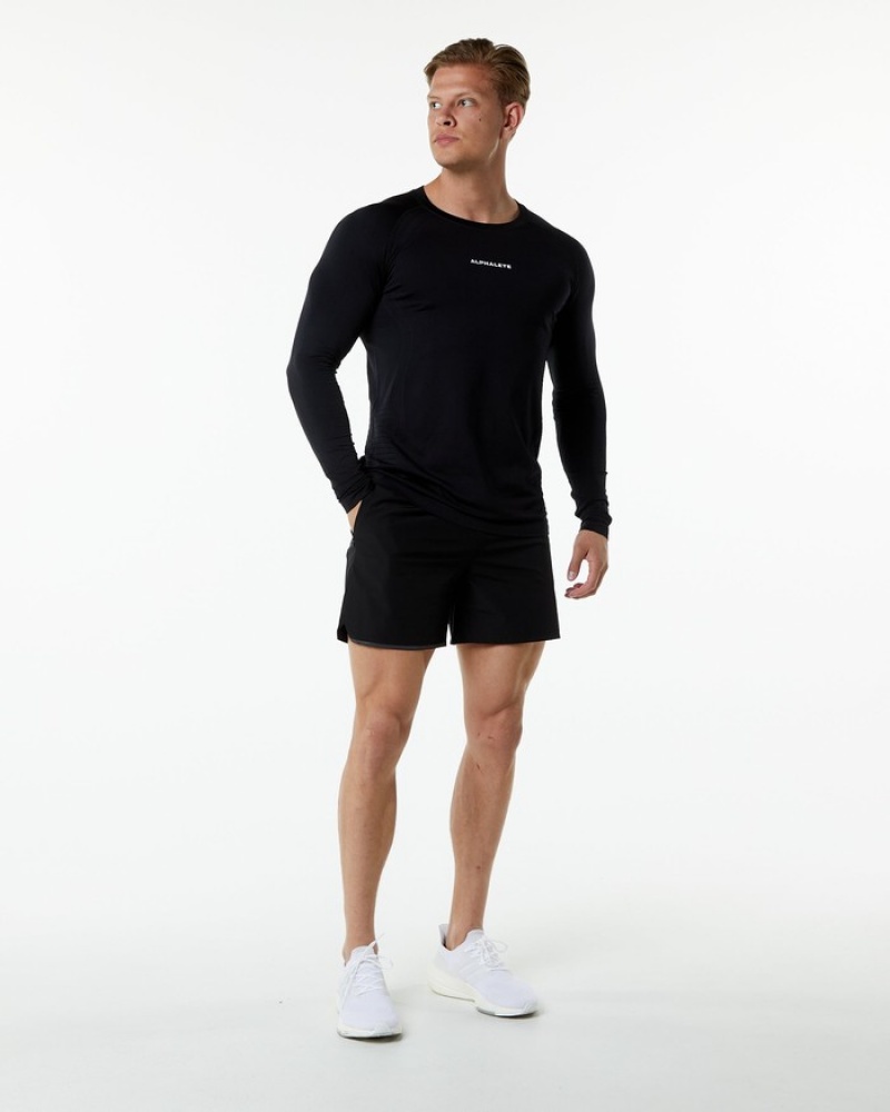 Alphalete Ozone LS Overhemd Heren Zwart | 53XYVAZEW