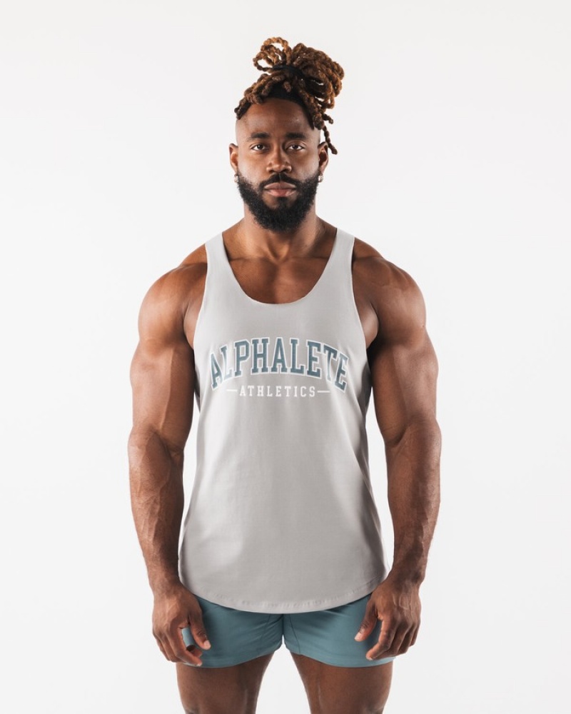 Alphalete Paisley Print Raw Cut Tanktop Heren Grijs | 64ZIBRSDV