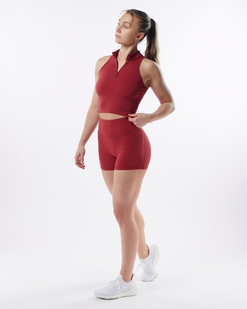 Alphalete Pulse Zip Tanktop Dames Rood | 15AMNTJIR