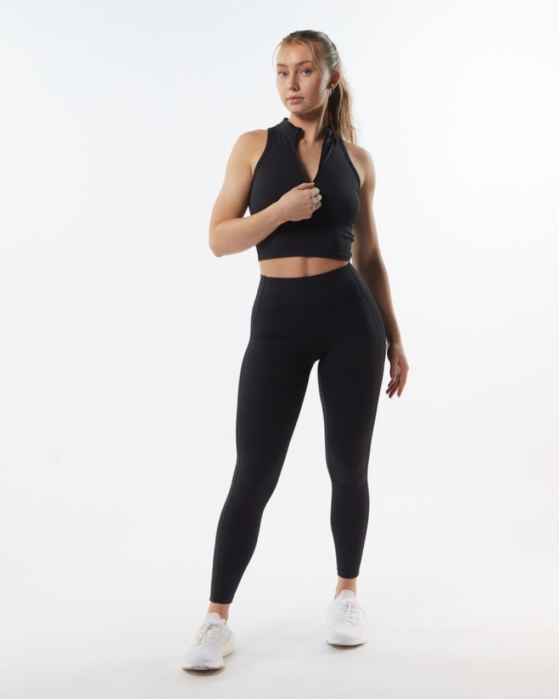 Alphalete Pulse Zip Tanktop Dames Zwart | 28WUZOMBC