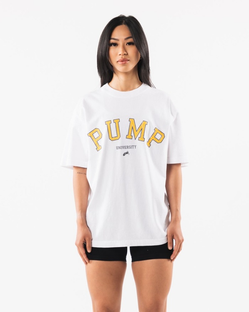 Alphalete Pump University Overhemd Dames Wit | 58WUNLKIO