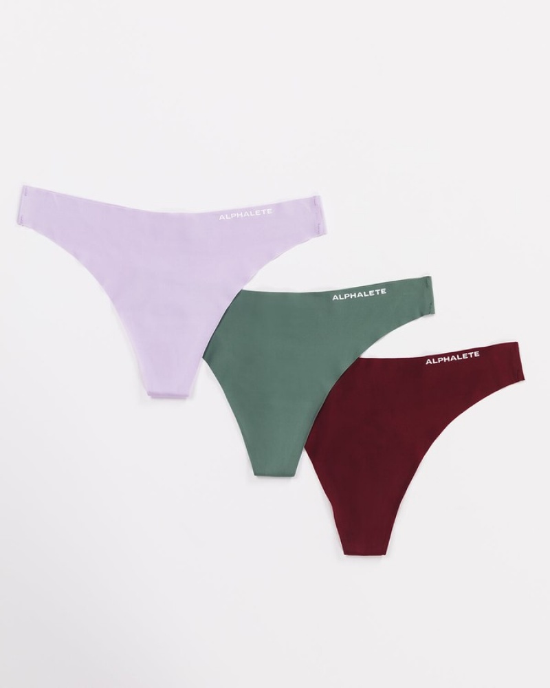 Alphalete Seamless 3pk Ondergoed Dames Paars | 87ENIQXHK