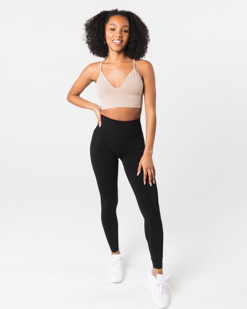 Alphalete Seamless Geribbeld BH Dames Beige | 95XTFSOBH