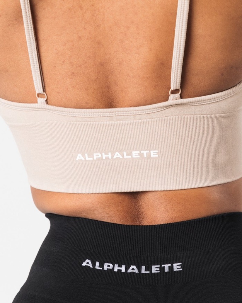 Alphalete Seamless Geribbeld BH Dames Beige | 95XTFSOBH