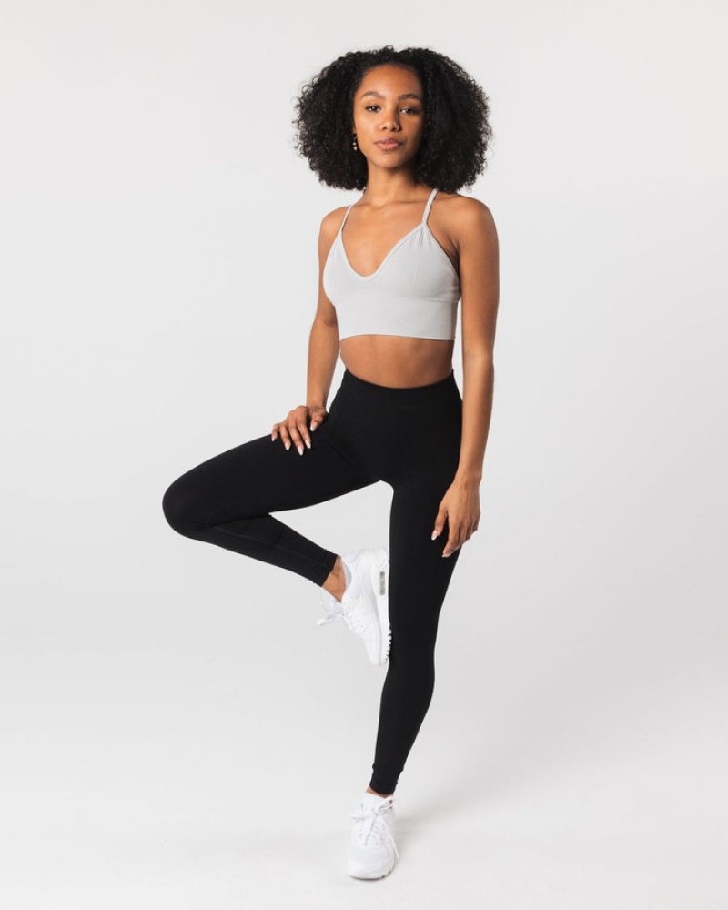 Alphalete Seamless Geribbeld BH Dames Grijs | 14GHQTRVP