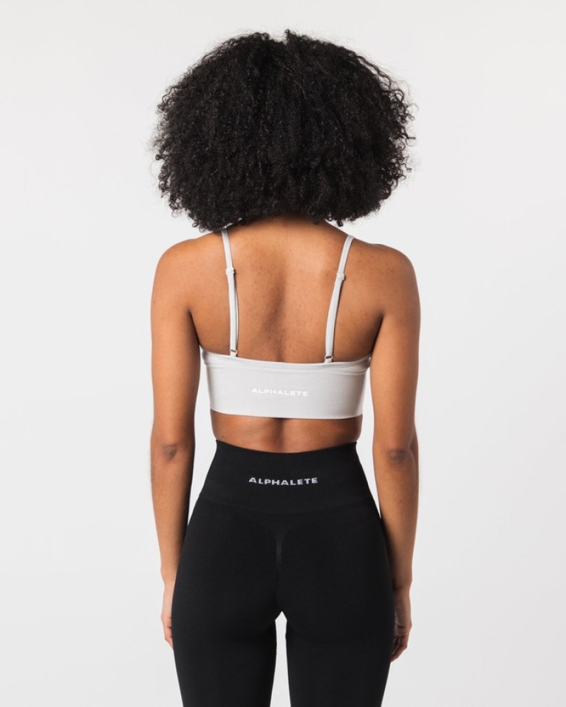 Alphalete Seamless Geribbeld BH Dames Grijs | 14GHQTRVP