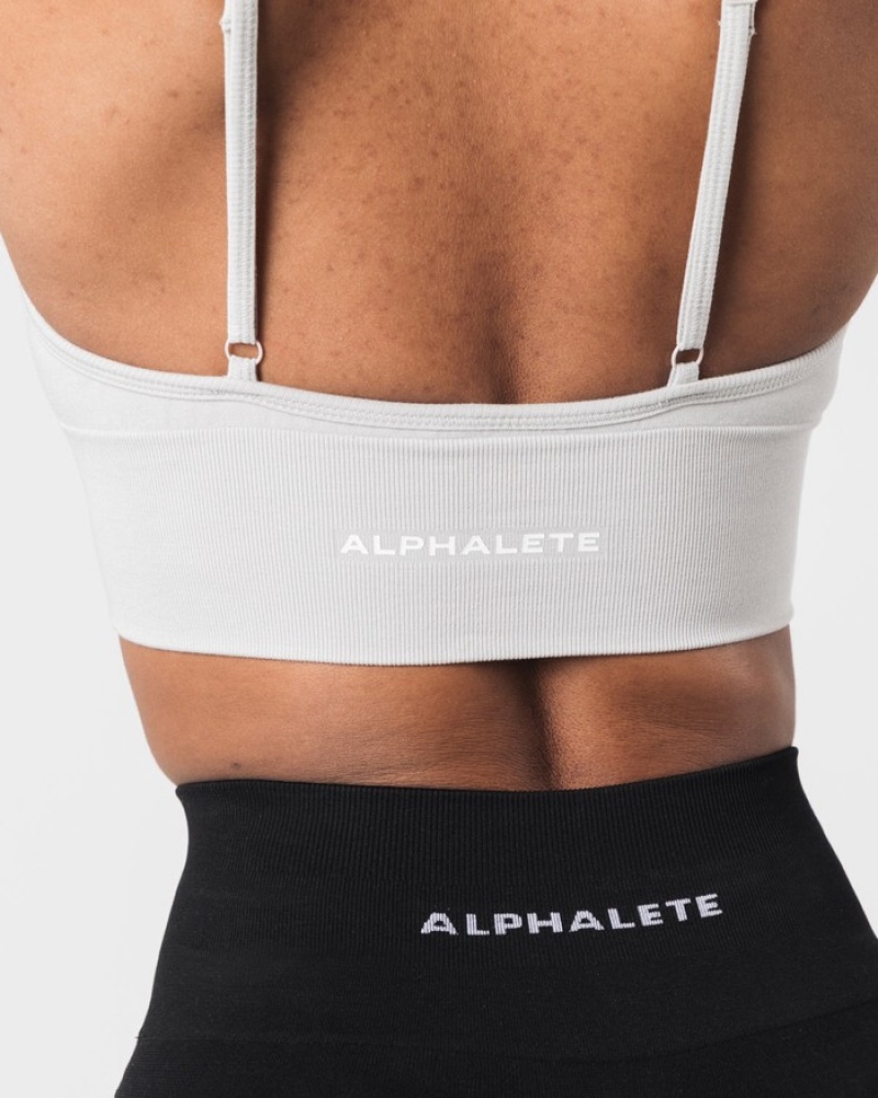 Alphalete Seamless Geribbeld BH Dames Grijs | 14GHQTRVP