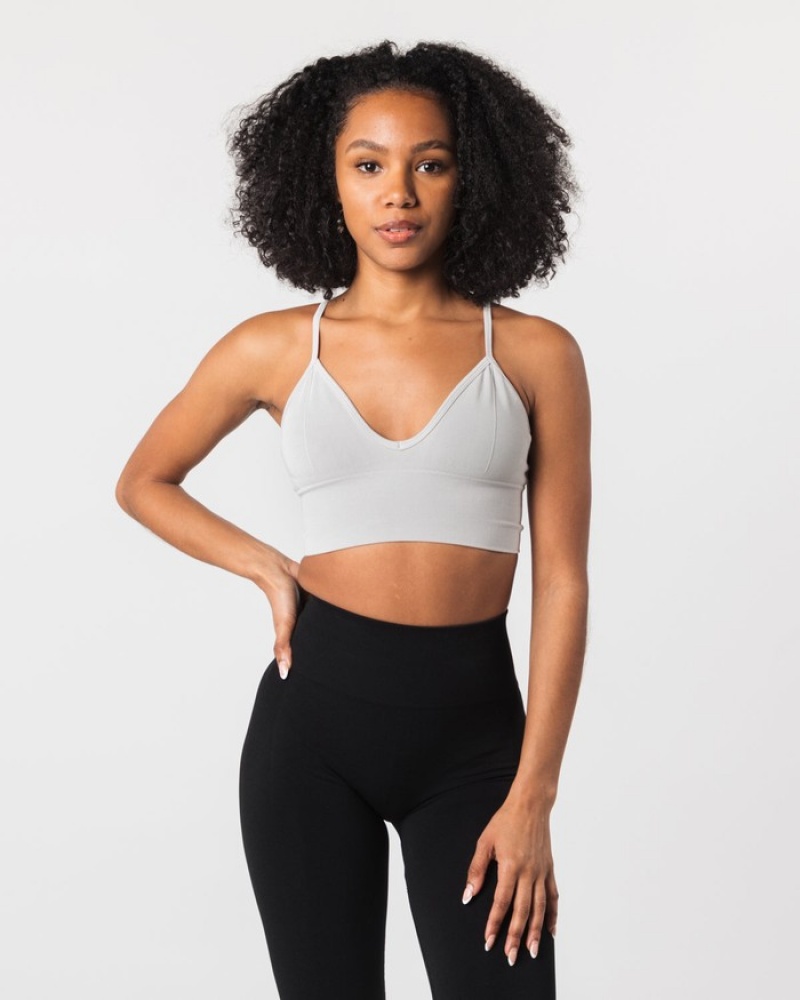 Alphalete Seamless Geribbeld BH Dames Grijs | 14GHQTRVP