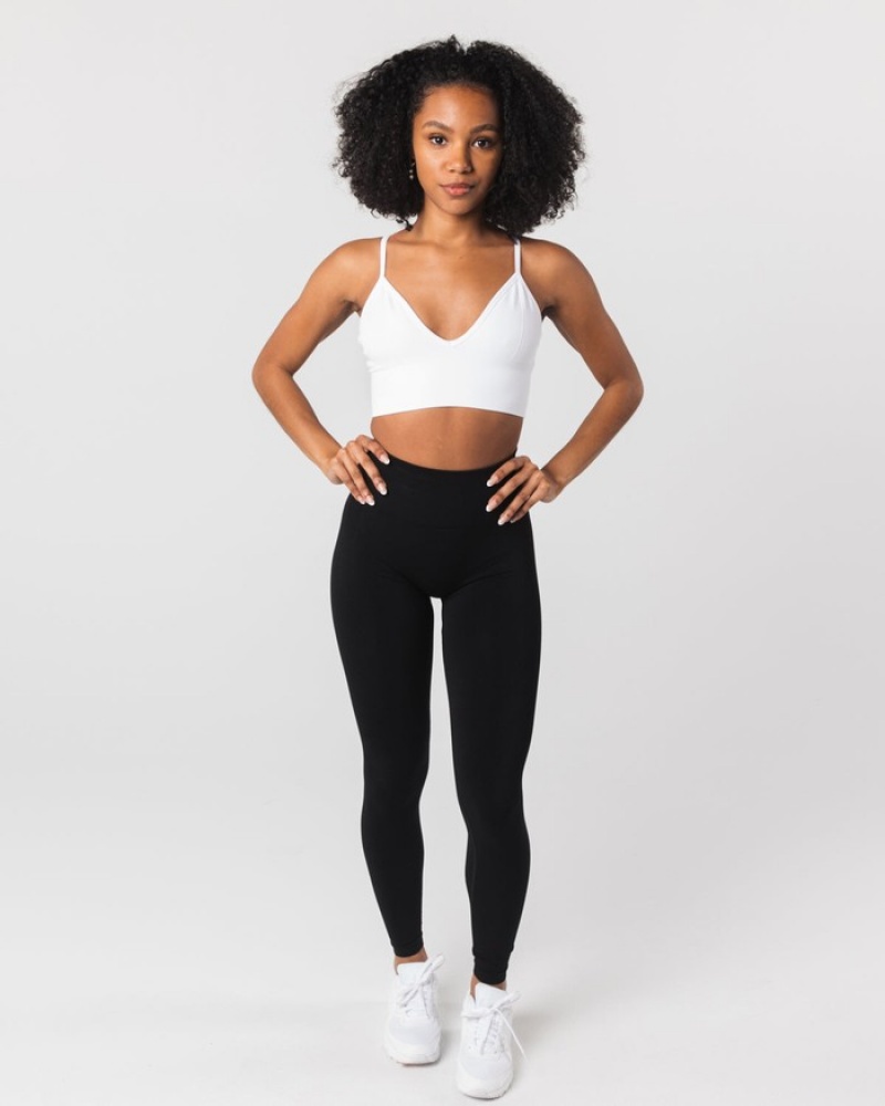 Alphalete Seamless Geribbeld BH Dames Wit | 23PVKYTCJ