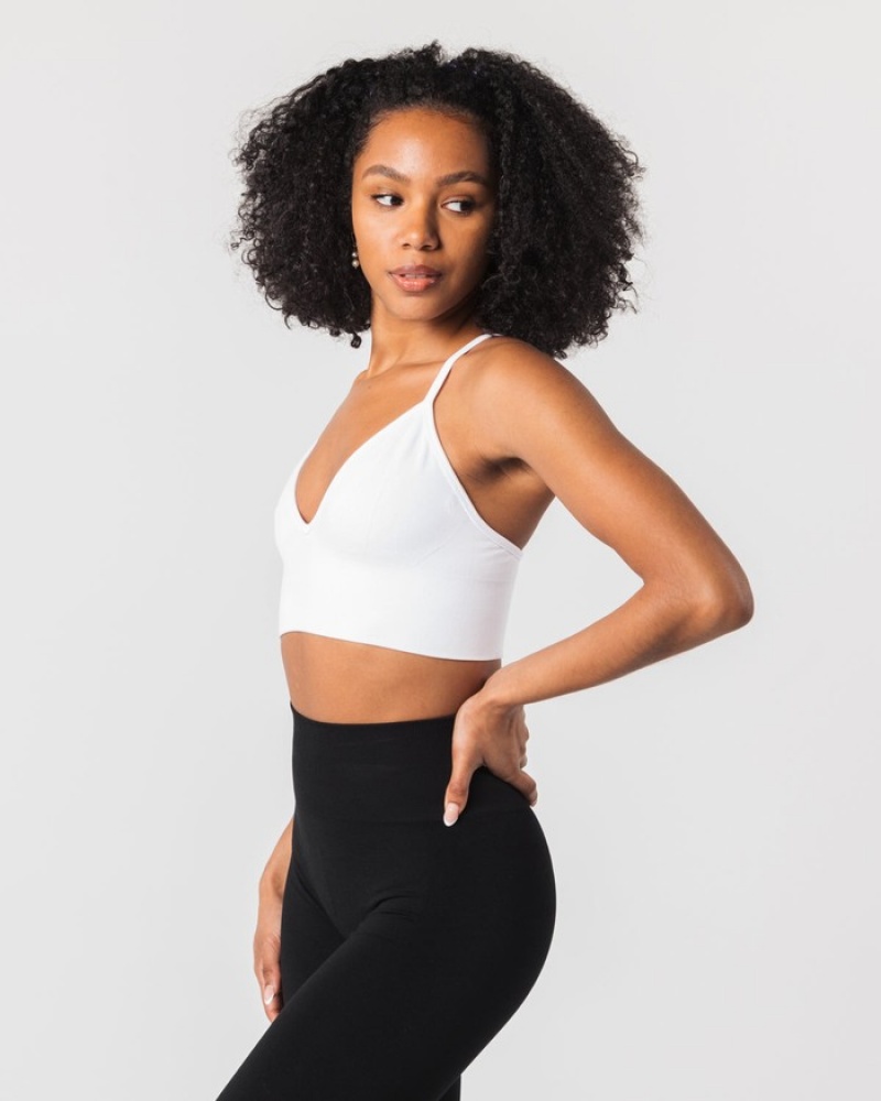 Alphalete Seamless Geribbeld BH Dames Wit | 23PVKYTCJ