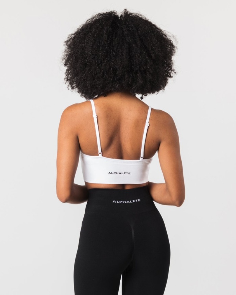 Alphalete Seamless Geribbeld BH Dames Wit | 23PVKYTCJ