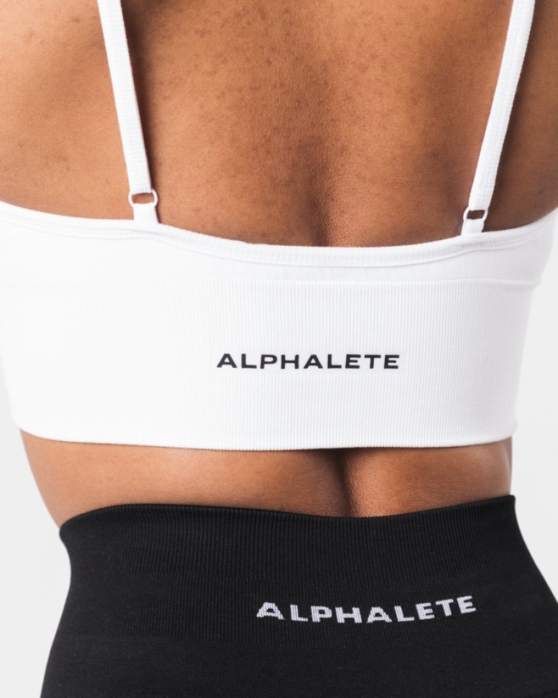 Alphalete Seamless Geribbeld BH Dames Wit | 23PVKYTCJ