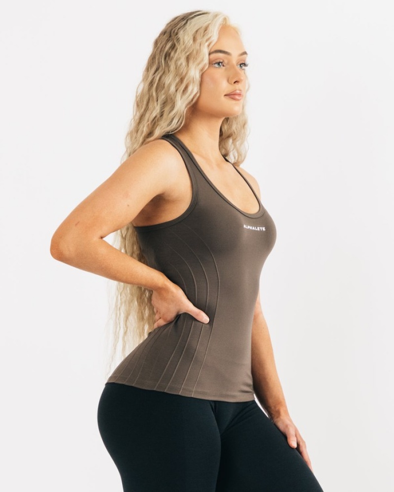 Alphalete Seamless Tanktop Dames Beige | 90NEIXVOW