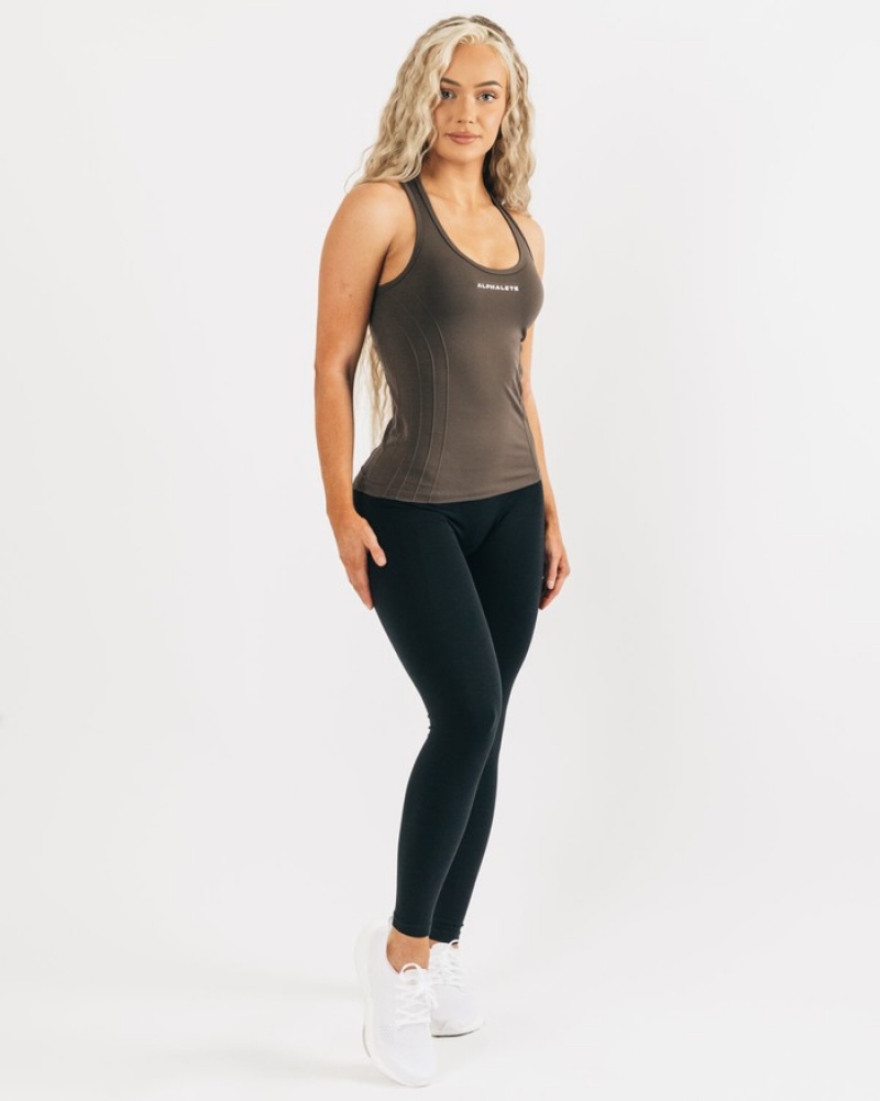 Alphalete Seamless Tanktop Dames Beige | 90NEIXVOW