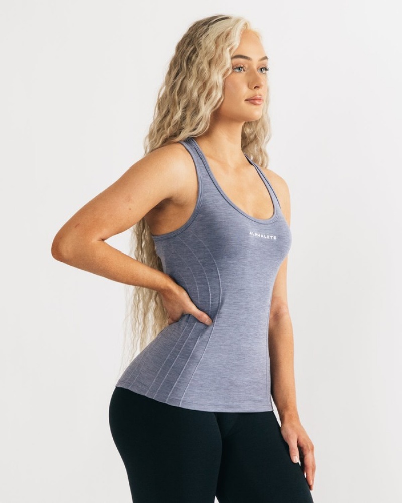 Alphalete Seamless Tanktop Dames Blauw | 86VQEKPFD