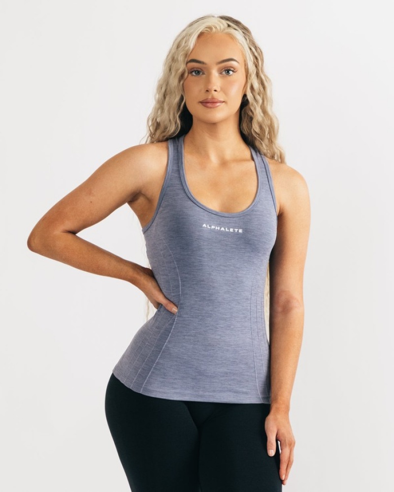 Alphalete Seamless Tanktop Dames Blauw | 86VQEKPFD