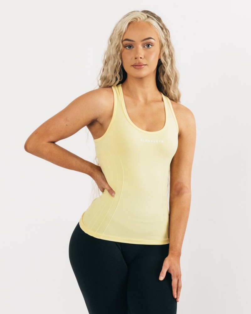 Alphalete Seamless Tanktop Dames Geel | 75JEKNMSU