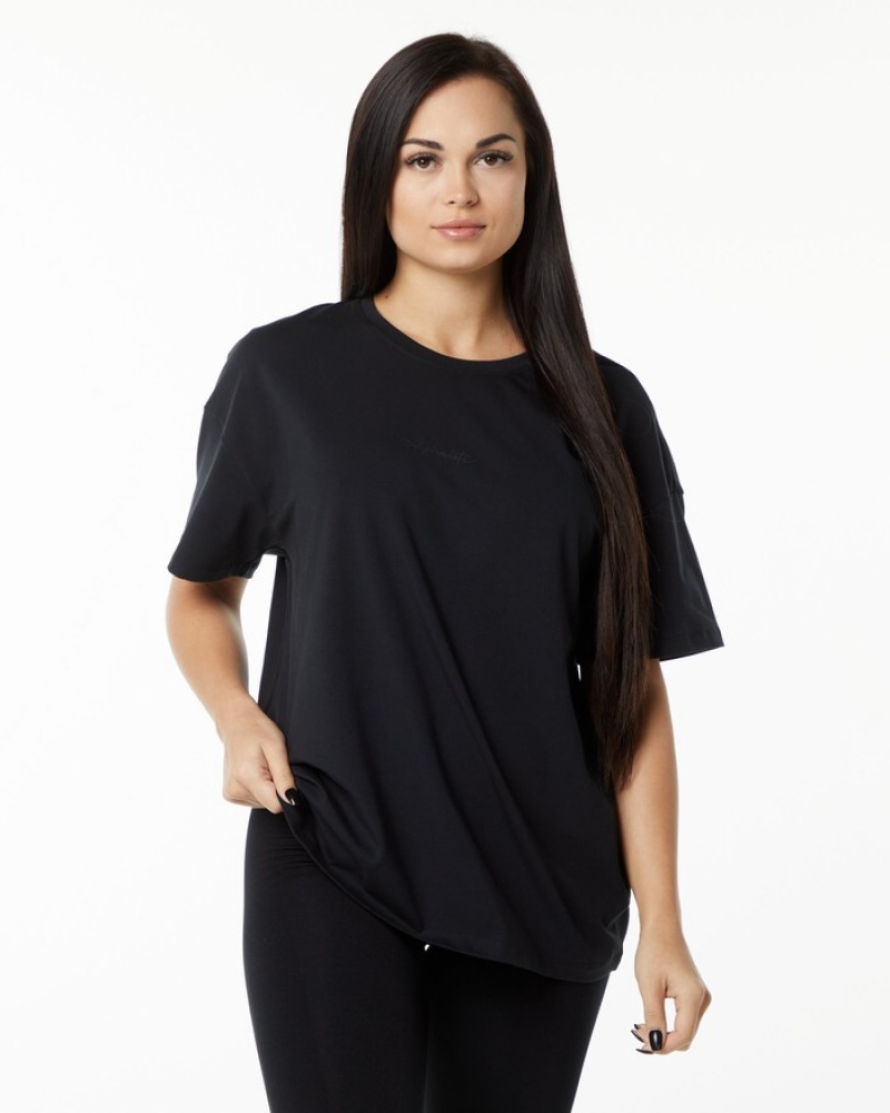 Alphalete Signature Oversized Overhemd Dames Zwart | 37AYNPZGF