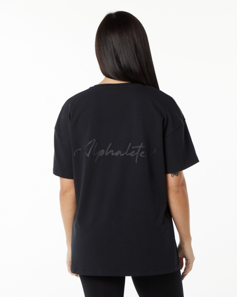 Alphalete Signature Oversized Overhemd Dames Zwart | 37AYNPZGF