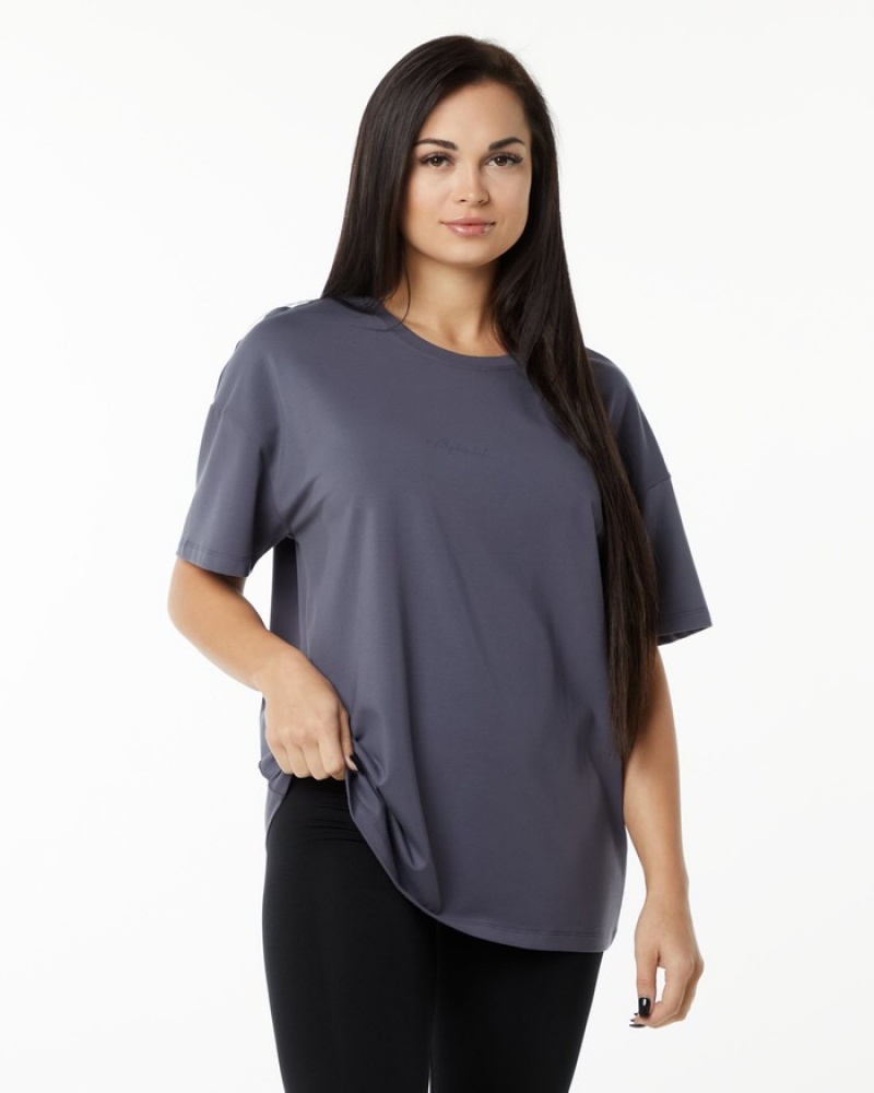 Alphalete Signature Oversized Overhemd Dames Paars | 37NCVBMRS