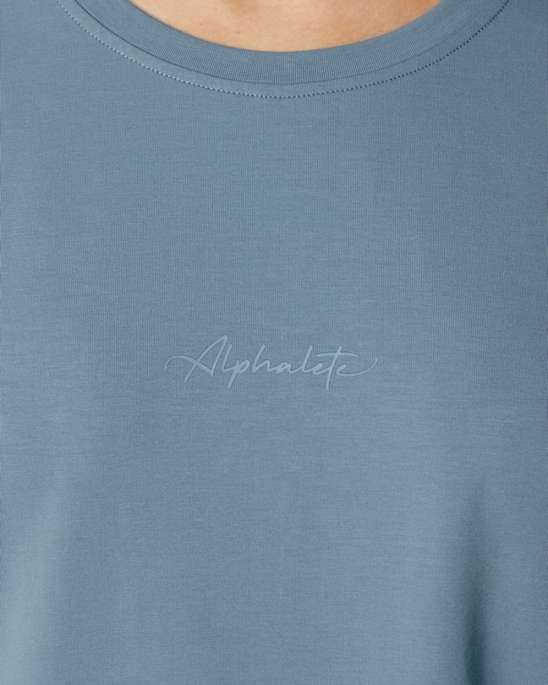 Alphalete Signature Oversized Overhemd Dames Blauw | 95PZTUDXB