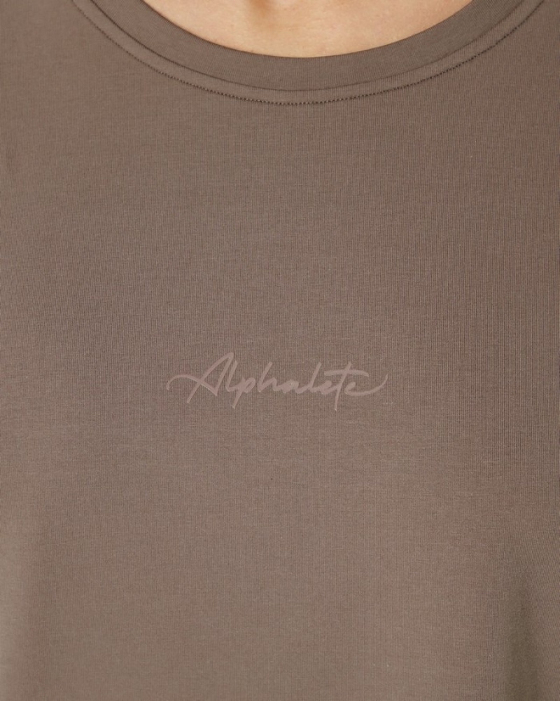 Alphalete Signature Oversized Overhemd Dames Beige | 24NCQRSJH