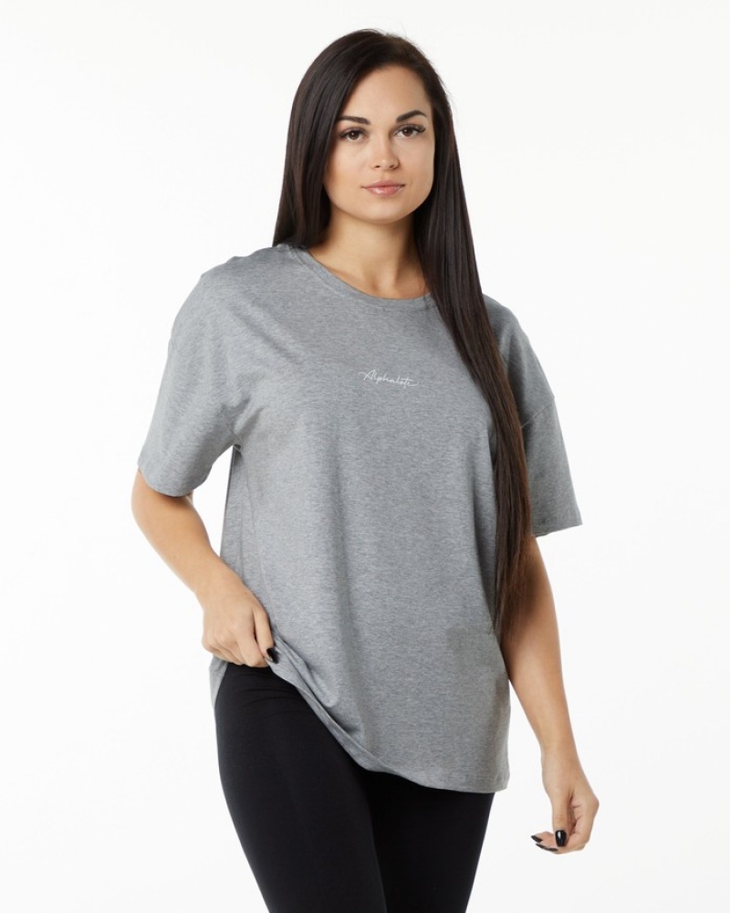 Alphalete Signature Oversized Overhemd Dames Grijs | 16ANFLKCJ