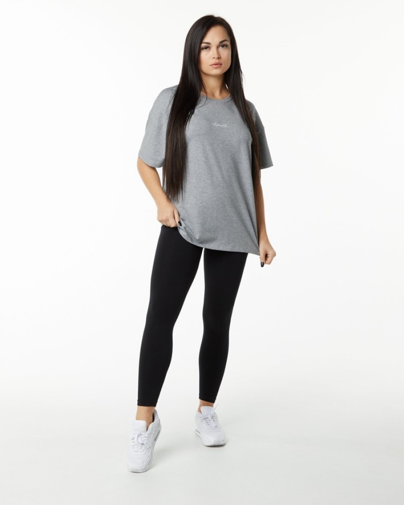 Alphalete Signature Oversized Overhemd Dames Grijs | 16ANFLKCJ