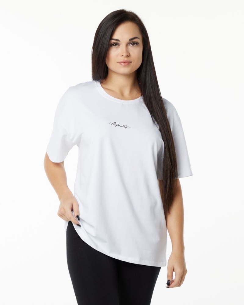 Alphalete Signature Oversized Overhemd Dames Wit | 41MQSGLBH