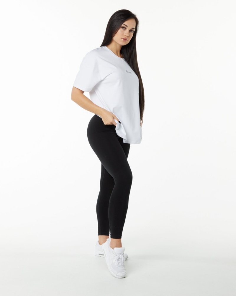 Alphalete Signature Oversized Overhemd Dames Wit | 41MQSGLBH