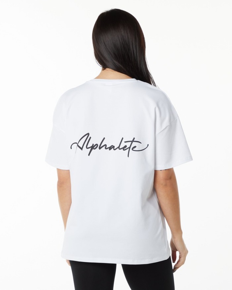 Alphalete Signature Oversized Overhemd Dames Wit | 41MQSGLBH