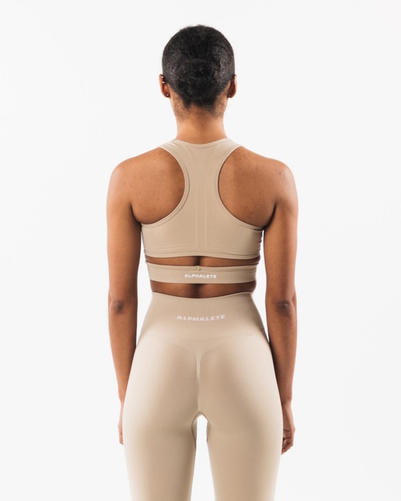 Alphalete Stratus BH Dames Beige | 41EJGWDOQ