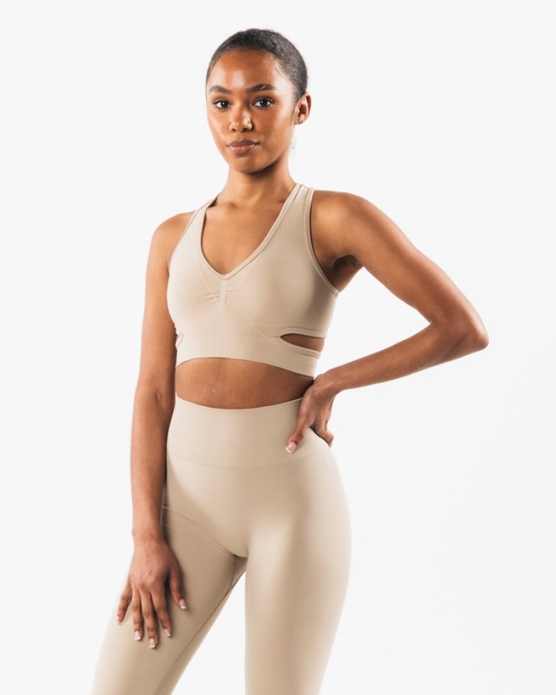 Alphalete Stratus BH Dames Beige | 41EJGWDOQ