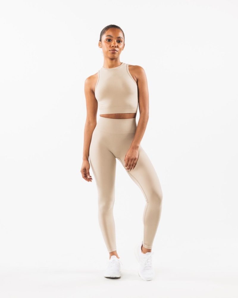 Alphalete Stratus Crop Tanktop Dames Beige | 07RCHOWVM