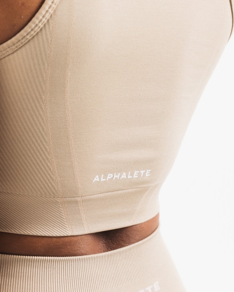 Alphalete Stratus Crop Tanktop Dames Beige | 07RCHOWVM