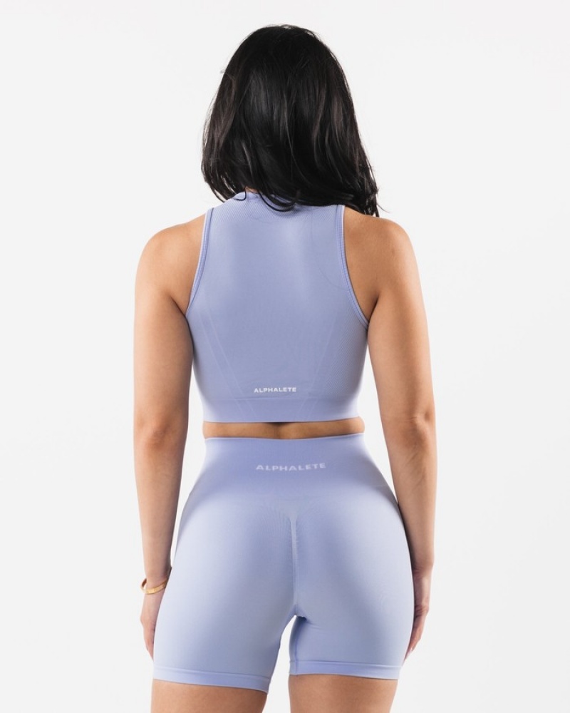 Alphalete Stratus Crop Tanktop Dames Blauw | 19TRUXCAE