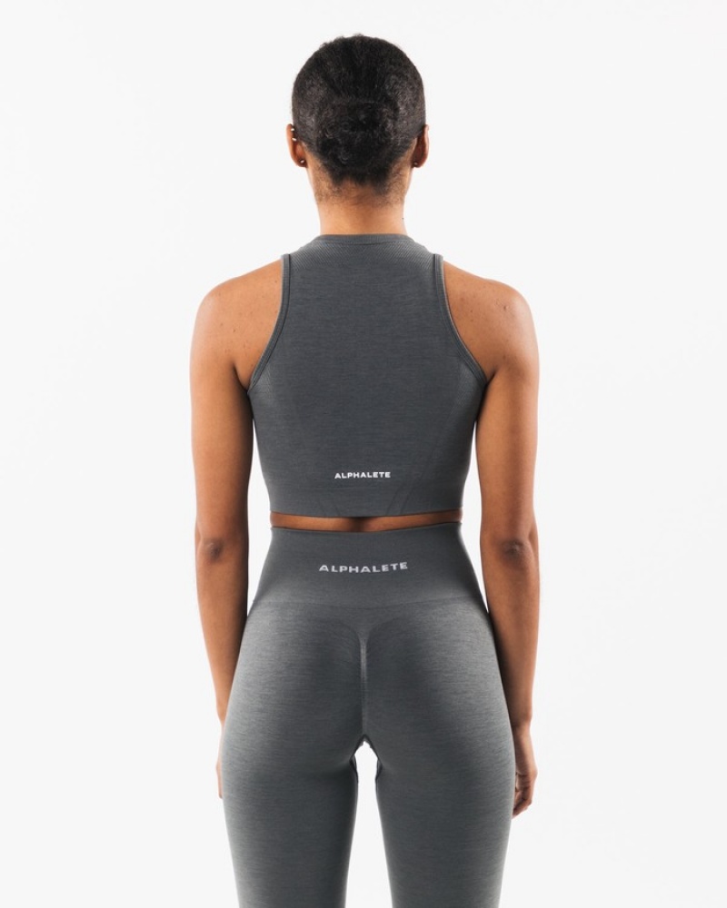 Alphalete Stratus Crop Tanktop Dames Grijs | 79ZYAVTFQ