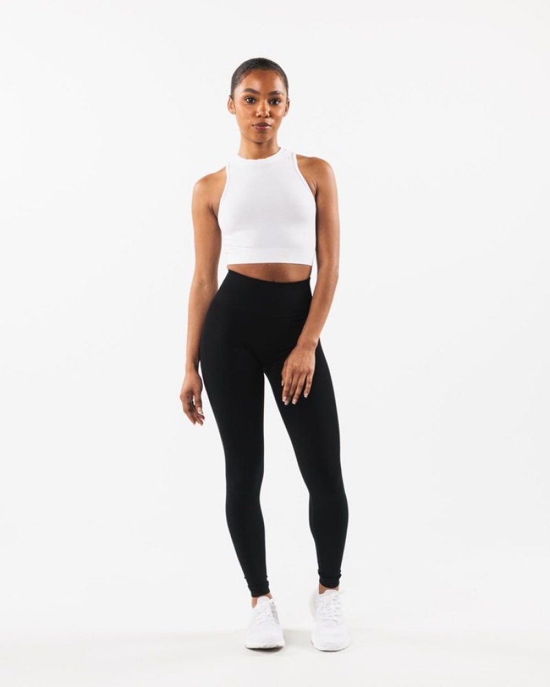 Alphalete Stratus Crop Tanktop Dames Wit | 37PFYNEBD