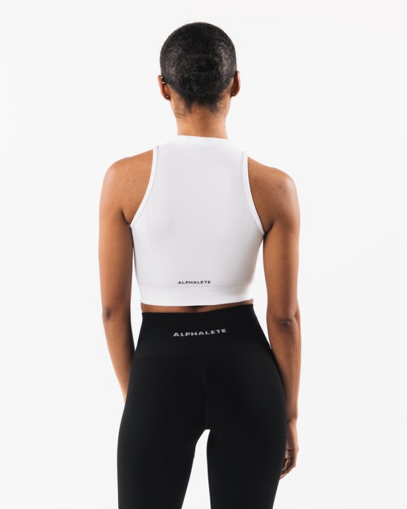 Alphalete Stratus Crop Tanktop Dames Wit | 37PFYNEBD